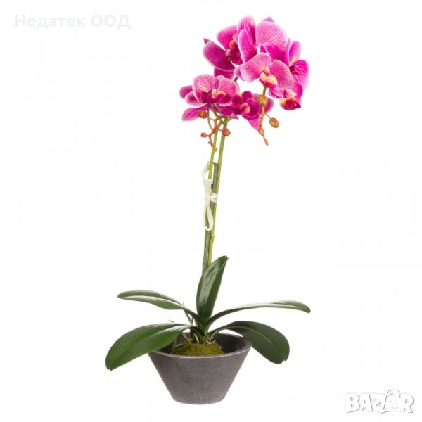 Изкуствена декоративна орхидея в саксия, 50 см, снимка 1