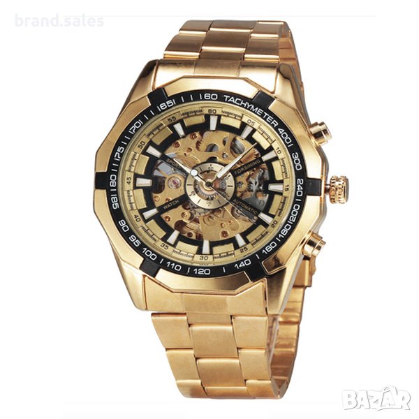 Мъжки механичен часовник в златисто , снимка 1