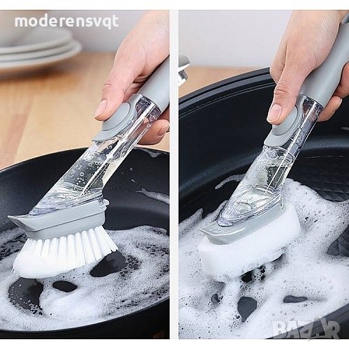 Четка за миене на съдове 3в1 с гъба и дозатор, снимка 1