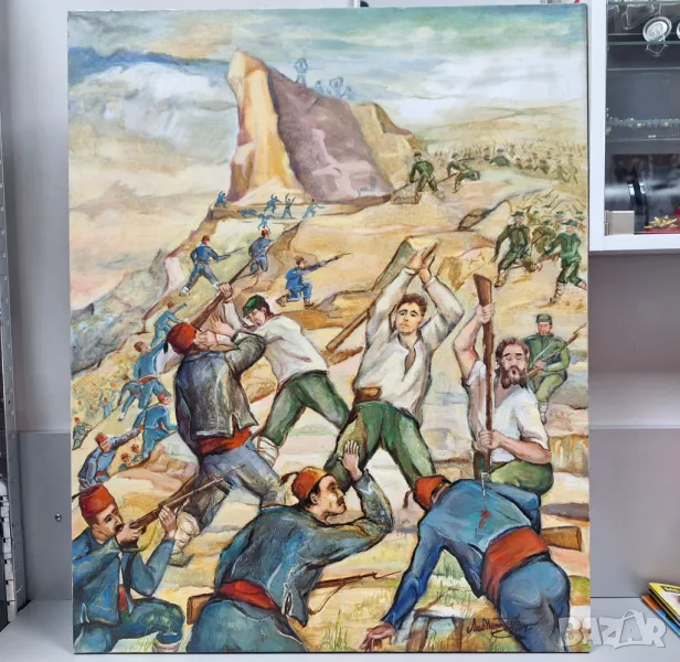 Картина "Шипченската битка (август 1877)"-ръчно рисувана на платно от Люб.Петров 2009г., снимка 1