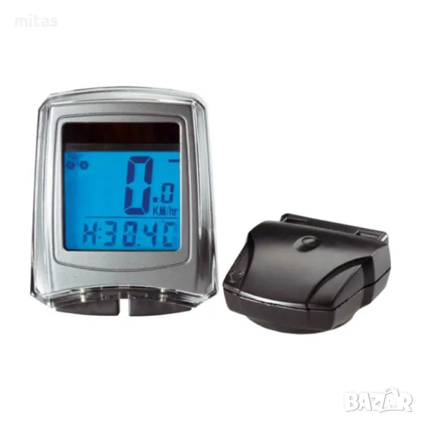 Велокомпютър 27 функции, LED подсветка, Водозащитен, Безжичен, Соларен, снимка 1