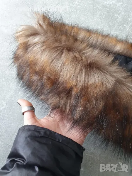 Тъмно Кафява яка Еко косъм. 75 см.и 1 м. Пух за качулка Дълъг Изкуствен.Якичка/пухче , снимка 1