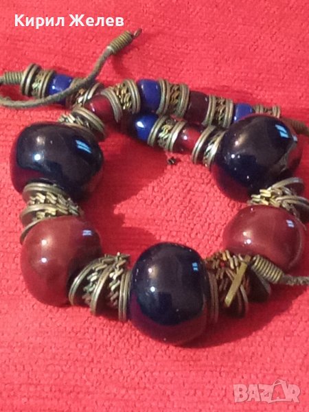 СТАРИННО КОЛИЕ БРОНЗ и МУРАНО ВЕНЕЦИАНСКО СТЪКЛО УНИКАЛНА РЪЧНА ИЗРАБОТКА 4001, снимка 1