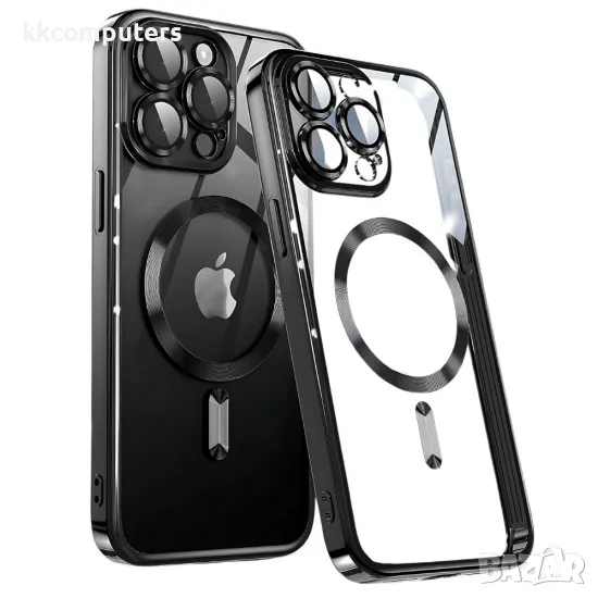 iPhone 16 Pro (6.3) Силиконов кейс bSmart Chrome Magsafe с протектори за камерите и Протектор   ​, снимка 1