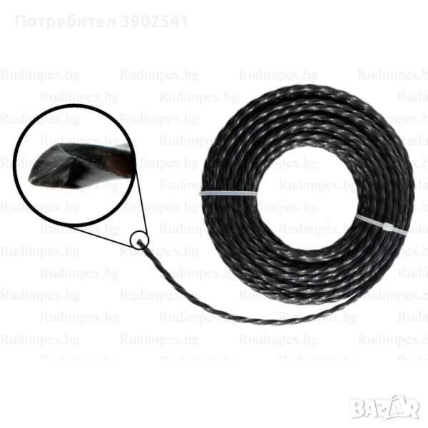 Корда за бензинов тример за трева - 2.4мм - 15м, снимка 1