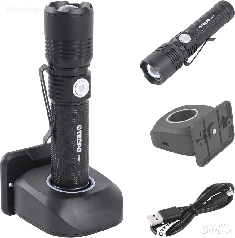 TECPO 600 лумена 7500 K 250 м обхват на лъча 2600 mAh батерия НОВА, снимка 1