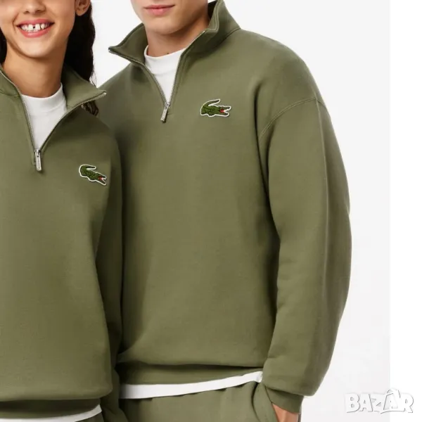 Оригинална мъжка блуза Lacoste Badge Accent 1/4 Zip | M размер, снимка 1