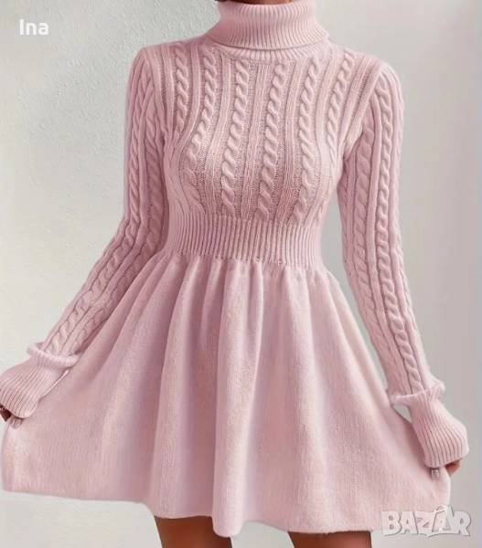 Розова зимна рокля, снимка 1