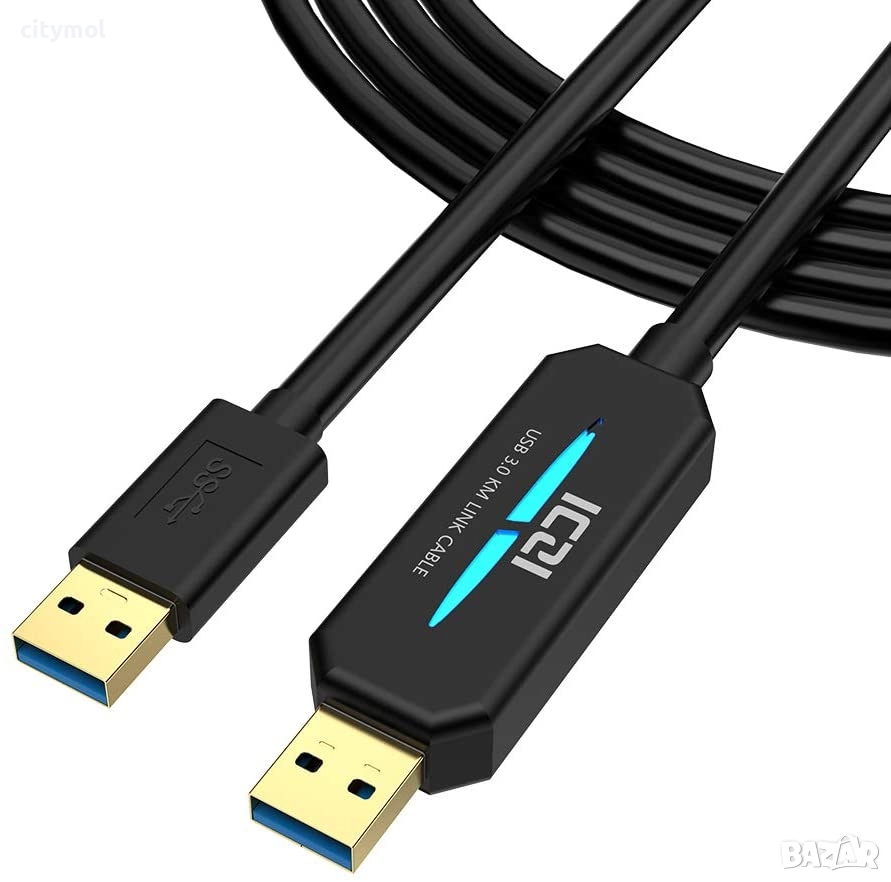 ICZI кабел за прехвърляне на данни между 2 PC, USB 3.0, Smart KM, Windows , Mac OS , снимка 1