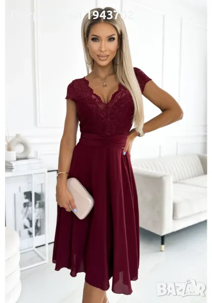 Елегантна рокля от шифон в цвят бордо 381-5 Numoco, снимка 1