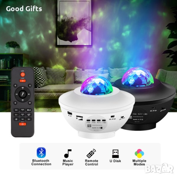 Музикална LED Лампа проектор с дистанционно Starry Projector Light, снимка 1