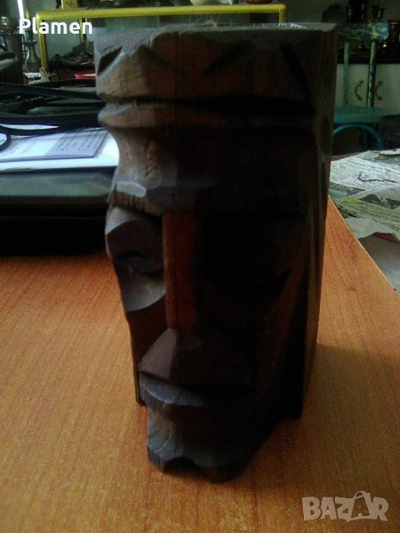 Дървена глава на индианец, снимка 1