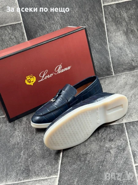 Loro Piana Дамски Тъмносини Обувки С Бяла Подметка Естествена кожа Код E714, снимка 1