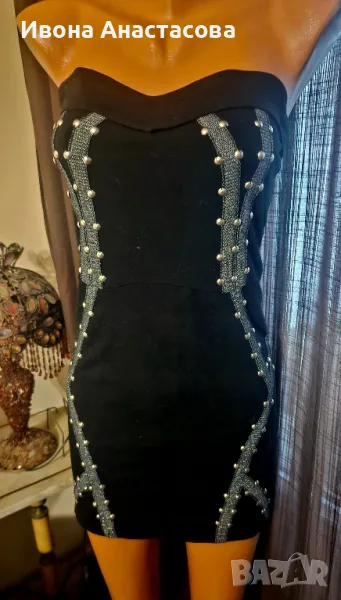 ЧЕРНА КЪСА РОКЛЯ КАПСИ, снимка 1