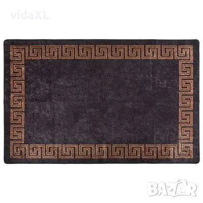 vidaXL Килим, миещ се, черно и златно, 80x150 см, противоплъзгащ（SKU:337928）, снимка 1