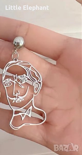 Висящи обеци Art,абстрактни лица-"Men"/нови, снимка 1