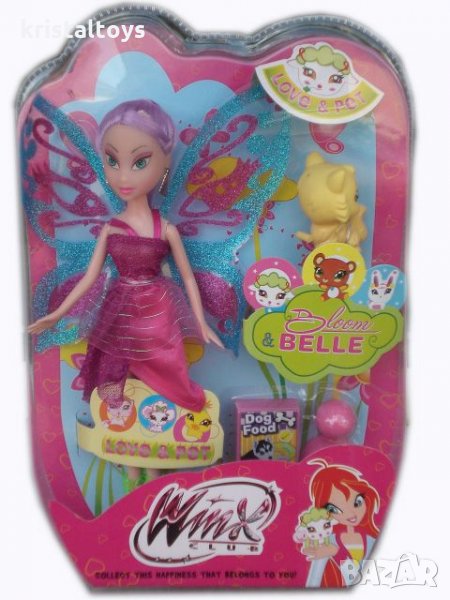 Кукла Уинкс с лилава коса и с домашен любимец Winx, снимка 1