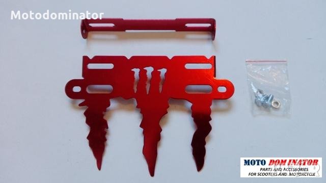 Стойка за регистрационен номер - Monster - Red, снимка 1