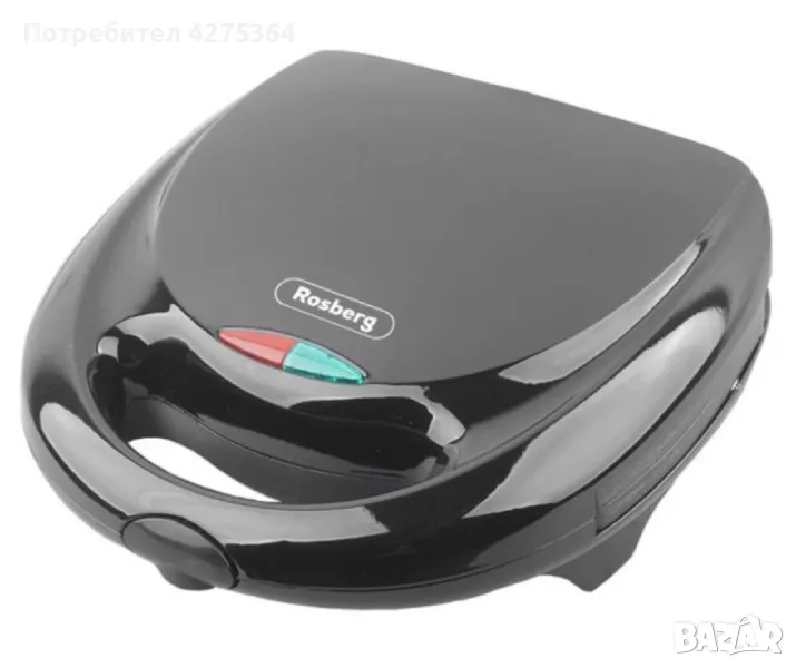 Уред за сладки орехчета Rosberg, 800W, За 12 сладки, Незалепващи плочи,Черен, снимка 1