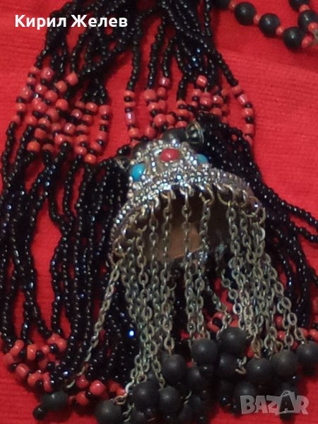 ТУАРЕГСКА ТЮРКОАЗЕНА САЧАНЕНА ОГЪРЛИЦА ТРАДИЦИОНЕН НАЦИОНАЛЕН НАКИТ с ХИЛЯДИ МЪНИСТА и КОРАЛ 15202, снимка 1