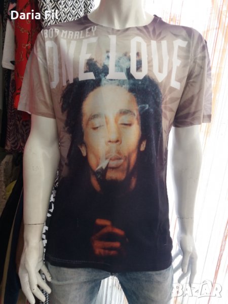 Мъжка тениска с фейс-принт Боб Марли, снимка 1