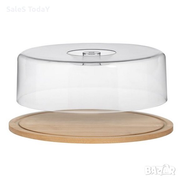 Кутия за торта, Бамбукова форма за торта, кекс с прозрачен капак Ø28см, снимка 1