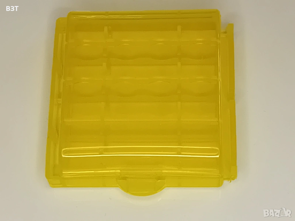КУТИЯ ЗА СЪХРАНЕНИЕ НА 4 БРОЯ БАТЕРИИ AA/AAA ПЛАСТМАСОВА ПРОЗРАЧНА ЖЪЛТА, снимка 1