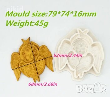 Ангел светец в крила силиконов молд форма фондан гипс декор, снимка 1