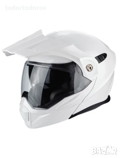 Отваряема Мото каска Scorpion ADX 2 Pearl White вградени очила, снимка 1