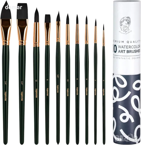 Комплект четки за акварелни бои, 10 броя найлонови четки за акварелни бои за художник и начинаещ, снимка 1