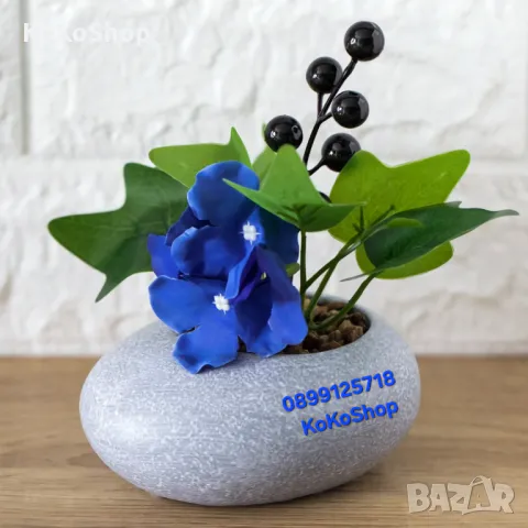 Теменужка-13x10x14 см./Изкуствена теменужка/изкуствено цвете в саксия