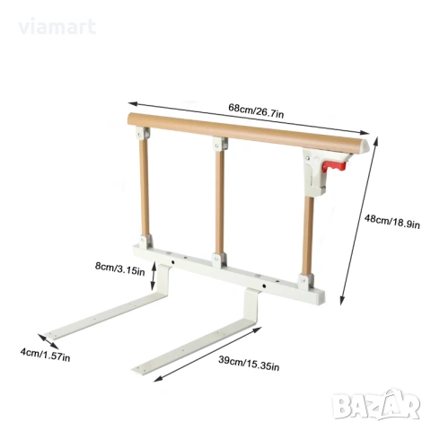 Сгъваем предпазен парапет за легло за възрастни хора и пациенти, снимка 5 - Други стоки за дома - 53293651