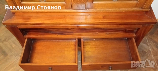 Дървен шкаф за книги + секция (дърворезба), снимка 5 - Шкафове - 50703468