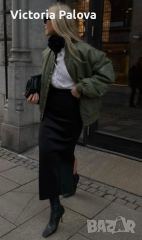 Модерно яке  бомбър коприна,тъмнозелен, снимка 13 - Якета - 40314980