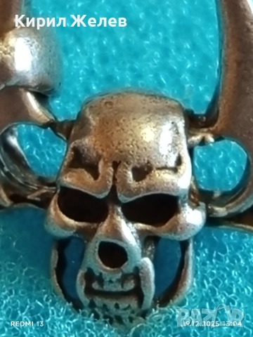 Рокерски сребърен медальон моторджийски ръчна изработка 39904, снимка 4 - Колиета, медальони, синджири - 52846914