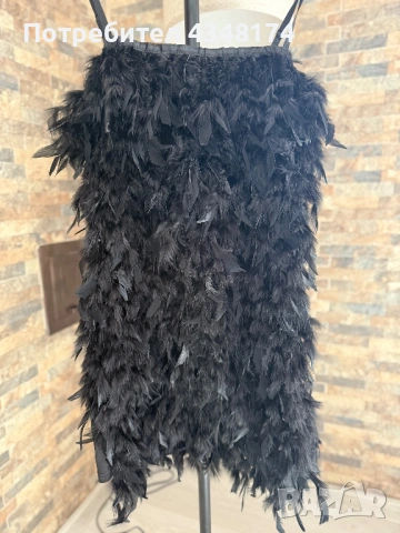 Красива и стилна рокля цялата с пера , снимка 3 - Рокли - 53314849