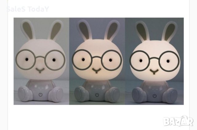 Детска нощна Лампа, Заек, USB, 20sm, бяла настолна лампа , снимка 5 - Детски нощни лампи - 42963398