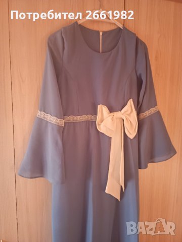   Синя нежна рокля с панделка