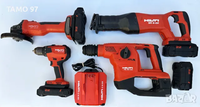 Hilti Nuron - Безчетков сет от винтоверт, ъглошлайф, перфоратор и саблен трион