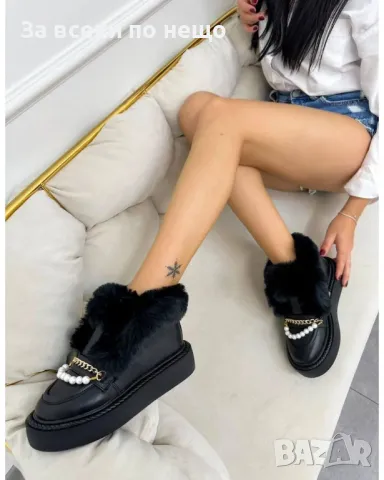 Дамски черни боти с топла вата Код A326