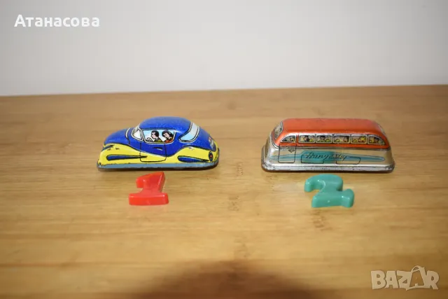 Механична метална ламаринена количка и автобус играчка, снимка 2 - Колекции - 47428127