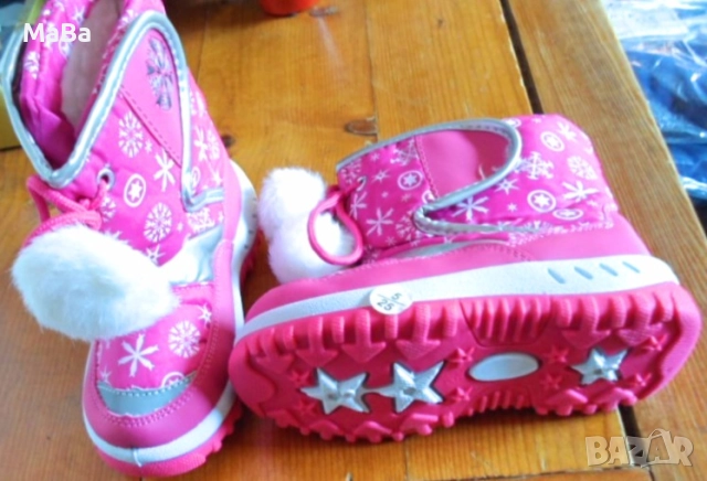 Детски ЗИМНИ БОТУШКИ/АПРЕСКИ, розови /№№ 27, 28; 17.5 и 18см/, снимка 4 - Детски боти и ботуши - 52467878