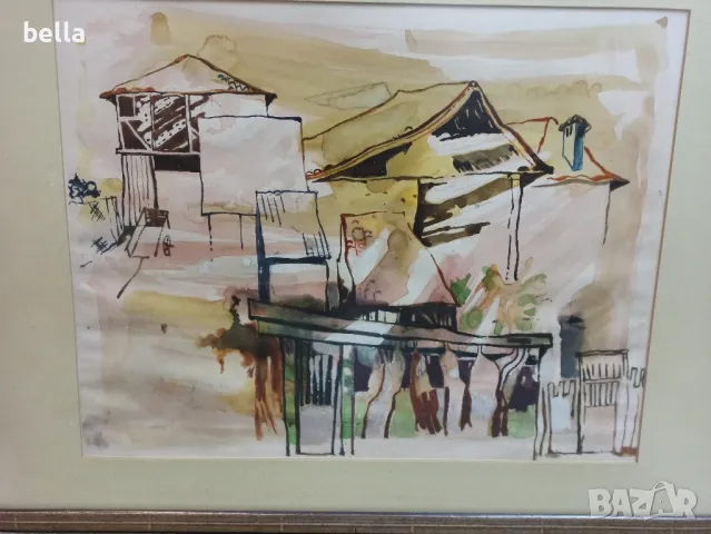 АКВАРЕЛ,СМЕСЕНА ТЕХНИКА НА ХУД.ВАЛЕРИ НИКИФОРОВ, снимка 2 - Други ценни предмети - 49100156