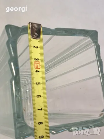 масивна стъклена квадратна ваза  6/3, снимка 7 - Вази - 49272144