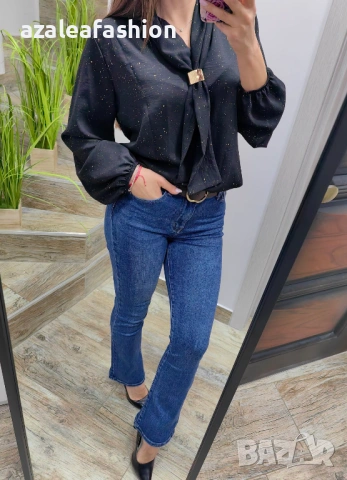 Блуза с бляскави частички в черно, снимка 3 - Блузи с дълъг ръкав и пуловери - 53220556