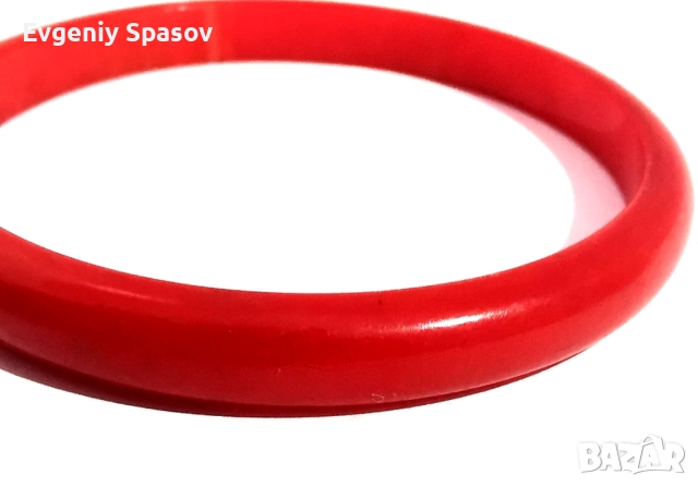 Ретро Гривна Фатуран Истински Бакелит от 1950те Червен Черешов цвят шарка при осветяване, снимка 11 - Гривни - 51949533