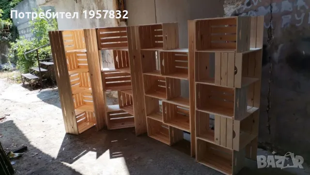 Дървен стелаж разтегателен/ хармоника ръчна изработка, снимка 3 - Оборудване за магазин - 48952904