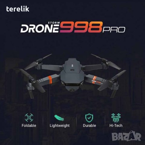Нов DRON 998, 4K ULTRA HD; WIFI HPV 2.4G, Камера 2MP приложение за телефонна предаване на живо,, снимка 3 - Дронове и аксесоари - 39931336