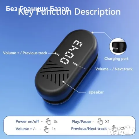 Нов Ултра-лек Bluetooth говорител с клипс и гривна, IPX5 водоустойчив, снимка 5 - Други - 47960008