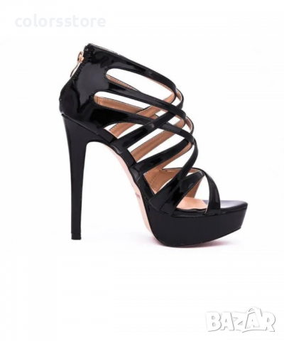 Сандали на ток черен лак код Lt92